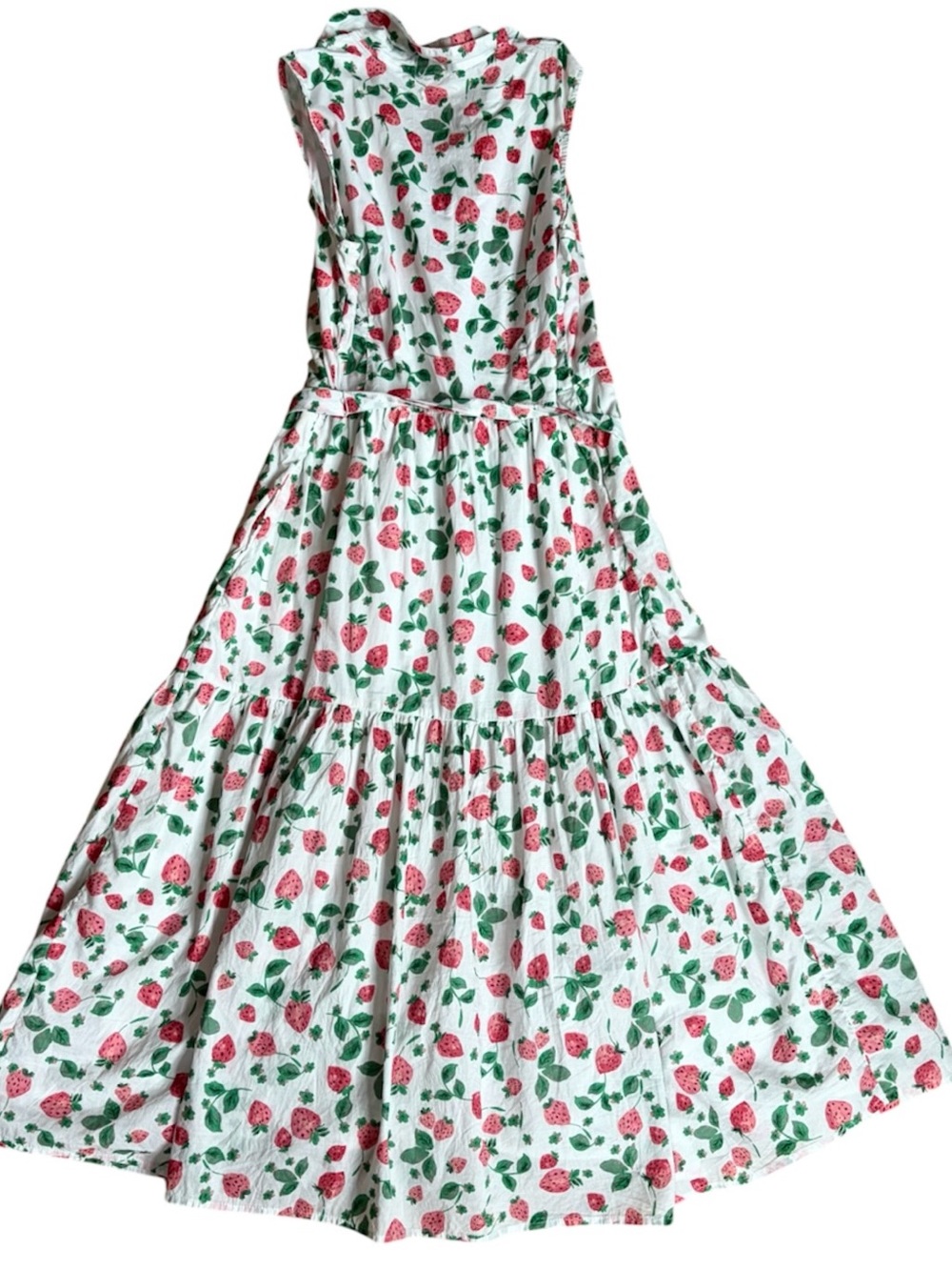J. Crew Strawberry Print Sleeveless Midi Cotton Shirt Dress Button A Line 6P - Picture 10 of 11